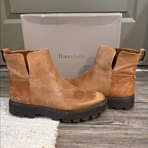 Franco Sarto Camel Leather Chunky Boots